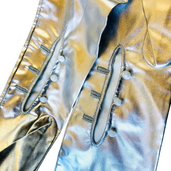 Vintage Silver Opera Gloves Metallic Long Formal Prom Evening Wearn 23" Long - Picture 7 of 13